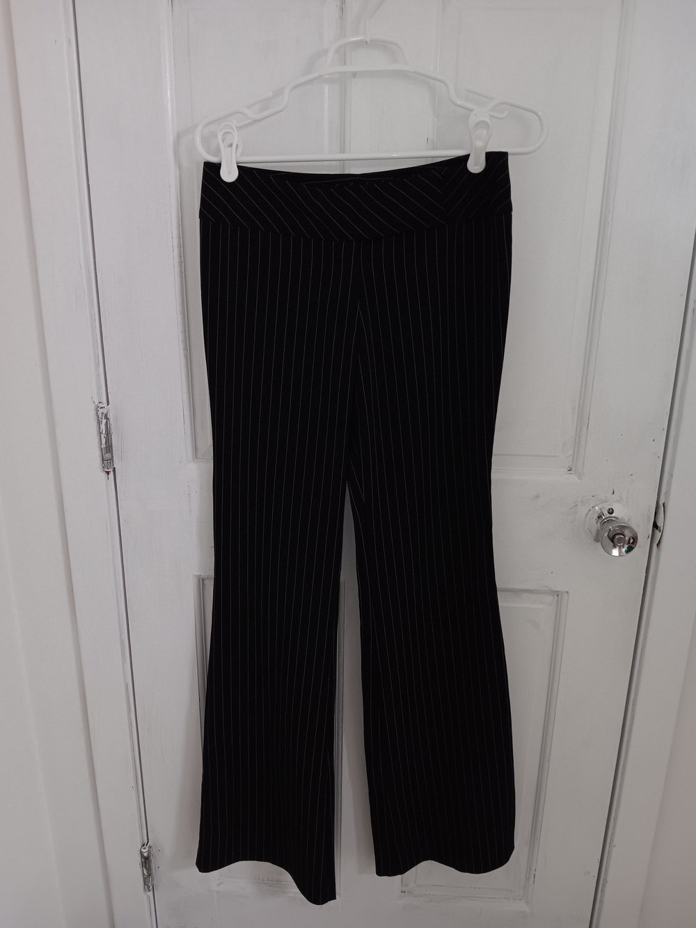 Check It Out U.S.A Women's Black Pinstripe Wide-Leg Y2K Pants